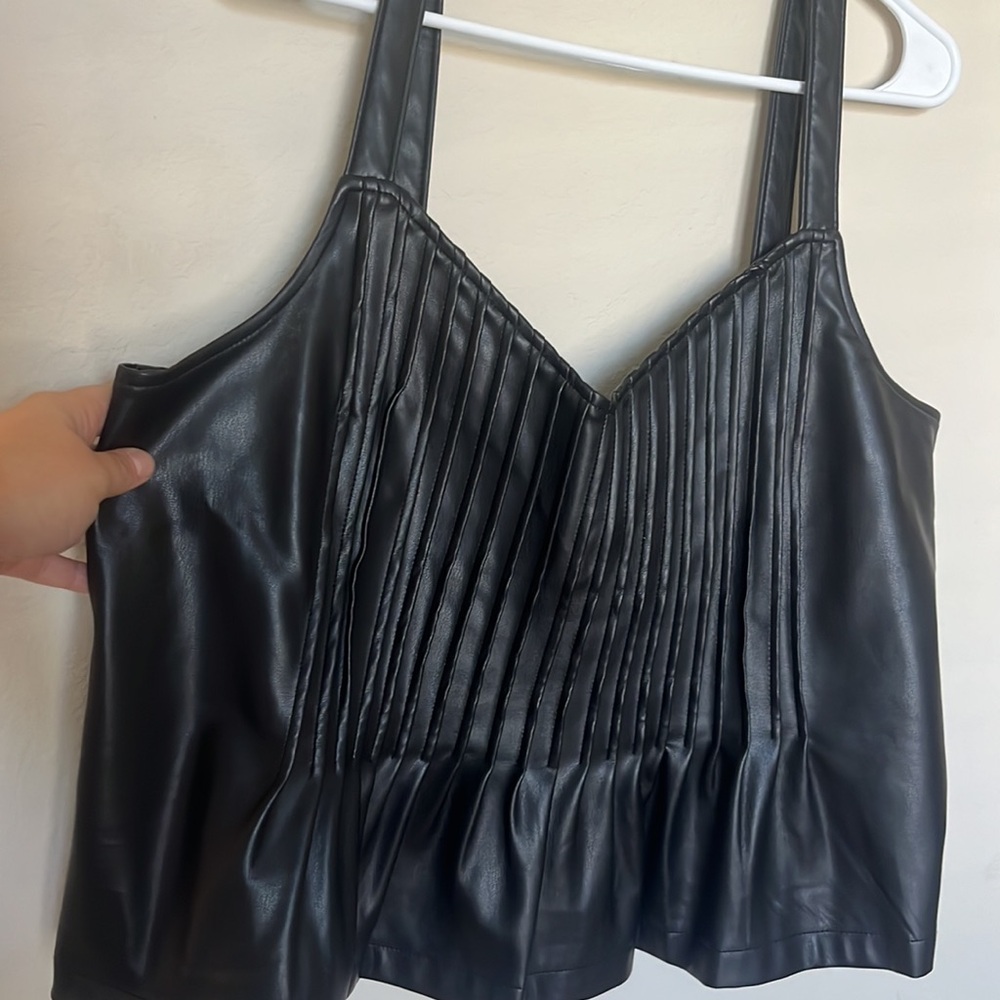 Black Faux Leather Crop Top